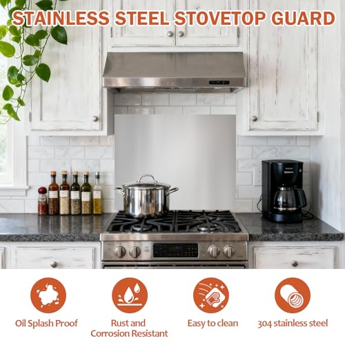 ONEEON Stainless Steel Backsplash ，24 x 30 Inch Range Hood Stove Backsplash Back Stainless Steel Sheet for Kitchen 2 Pack - size: 24" x 30" 2PCS