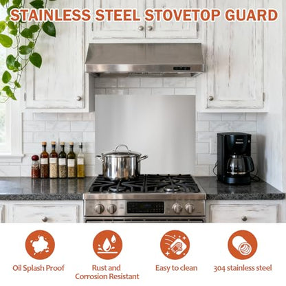ONEEON Stainless Steel Backsplash ，24 x 30 Inch Range Hood Stove Backsplash Back Stainless Steel Sheet for Kitchen 2 Pack - size: 24" x 30" 2PCS