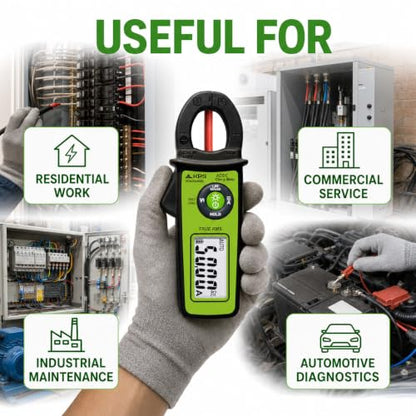 KPS DCM200MINI True RMS Clamp Meter, 300A AC/DC, NCV, 6000-Count Display