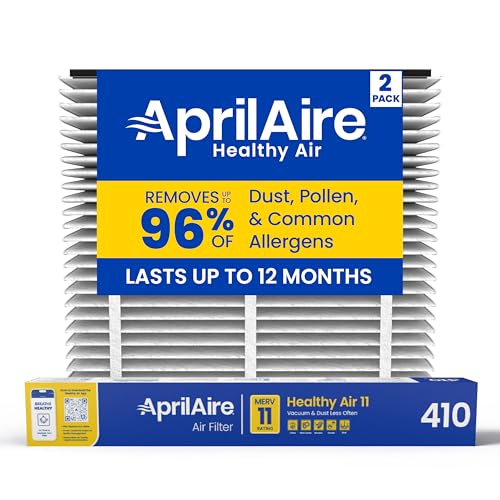 Genuine AprilAire 410 Replacement Filter for AprilAire Whole House Air Purifiers - MERV 11, Clean Air & Dust, 16x25x4 Air Filter (Pack of 2)