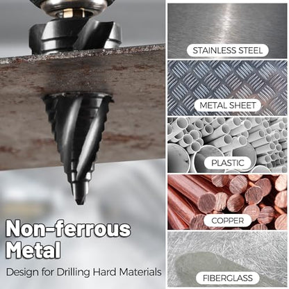 M35 4 Spiral Flutes Large Step Drill Bit for Metal 1-1/8" Unibit - size: M35 1-1/8