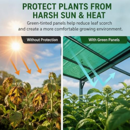 6 Pcs 4' X 2' X 0.2'' Polycarbonate Greenhouse Panels Roof Panels, Green - color: Green, size: 4' x 2' x 0.2''