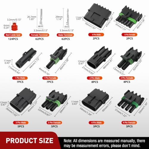 Nilight 298PCS 1 2 3 4 6 Pin Waterproof Automotive Electrical Connector Kit - size: 1/2/3/4/6Pin Spark Plug Connector 298PCS
