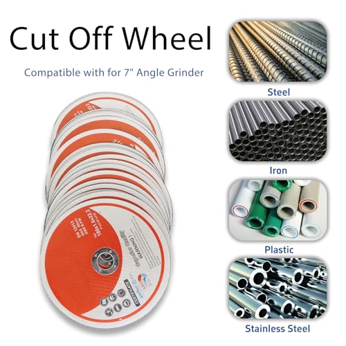 WFLNHB 25 Pack 7"x0.0625"x7/8" Metal and Stainless Steel Cut Off Wheels Replacement for Angle Grinders - style: 7"x1/16"x7/8"