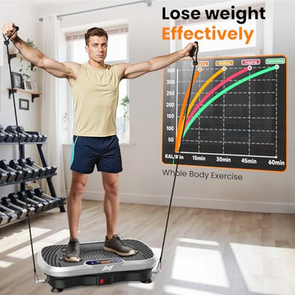 AXV Vibration Plate Exercise Machine Fitness Platform Body Vibrating Board - color: BT.PRO.SILVER