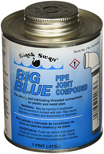 Black Swan Big Blue Pipe Joint Compound - Soft-Set Pipe Thread Sealant - Non-Hardening - Reliable Leak Prevention - Drip-Resistant - NSF Certified - 1 Pint with Bottle Brush Cap