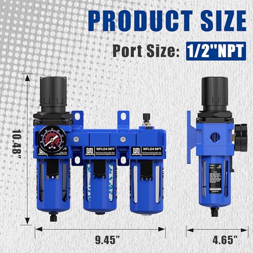 NEWPO 1/2'' NPT 3 Stage Compressed Air Filter Regulator Lubricator Combo - color: 1 Filter+1 Dryer, size: 1/2" NPT