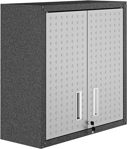 Manhattan Comfort Fortress Floating Storage Cabinet, Modern Stainless-Steel Garage Cabinet, Grey - color: Grey, style: Floating Cabinet