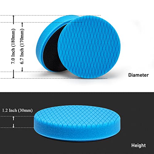 Autolock 7" Buffing Polishing Pads, 6 Pcs 7 Inch 180mm Face for 6.7 Inch Backing Plate, Compound Buffing Sponge and Woolen Pads, Cutting Polishing Pad Kit for Car Buffer Compounding, Polish and Wax - size: 7 inch 6 pack