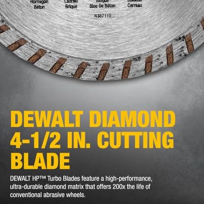 DEWALT Diamond Blade for Masonry, Dry Cutting, Continuous Rim, 7/8-Inch Arbor, 4-1/2-Inch (DW4725) - size: 1 Count (Pack of 1)