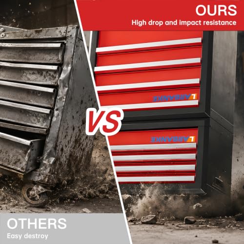 LARBANKE 9-Drawer Rolling Tool Chest with Wheels,Lockable Tool Cabinet - color: Red, size: 9 drawer tool chest