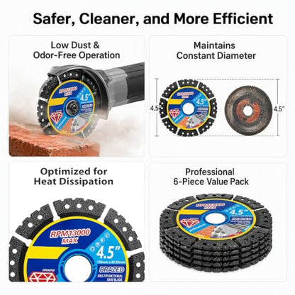 6 Pack 4.5" Diamond Blades discos para cortar Ceramica （2026 Upgraded）