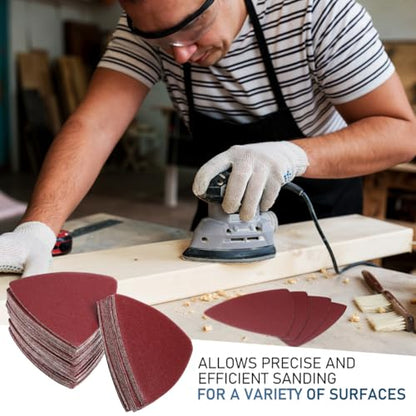 Triangle Sanding Pads 3.26 in Self Adhesive Sand Paper for Oscillating Tool Detail Sander Sandpaper for Corner Access Multi Tool Sanding Pad for Woodworking and Surface Prep