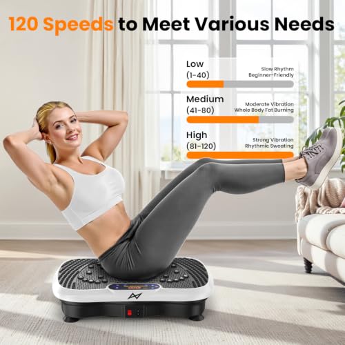 AXV Vibration Plate Exercise Machine Fitness Platform Body Vibrating Board - color: SLIM.WHITE