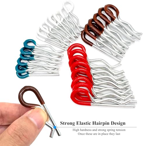 28 Pcs Hitch Pins Clip R Clips Spring Retaining Wire Hair Pins Cotter Pin Strong Spring Rubber-Coated Grip R Clip for Trailer Tractors Mower Carts Truck Pin Clip 4Sizes M3x60 M3x50 M2.5x45 M2x40 - size: Rubber 28 pcs in 4 size