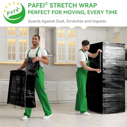 17.5"x1500ft Black Stretch/Shrink Wrap Roll - 80 Gauge Industrial Plastic Wrap for Moving, Heavy Duty 800% Stretch for Pallets, Packing, Shipping&Furniture Protection with Handles-2 Rolls - style: 17.5inch-2packs
