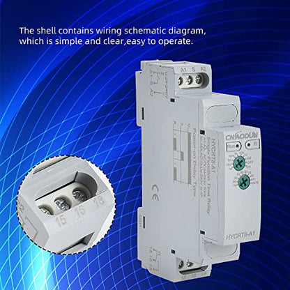 CNAODUN Delay ON HYCRT8-A1 0.1sec-10day AC/DC 24-240V Power On Delay Relay DIN Rail Mount - size: HYCRT8-A1,Single Function