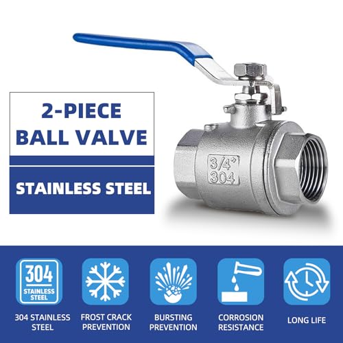 3/8" NPT Full Port Ball Valve, 2-Piece Stainless Female Thread 1000WOG DN10 - size: 3/8"-NPT