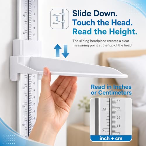Wall Mounted Stadiometer Height Measuring Tool 20-210cm for Kids Adults - size: 8–83 in