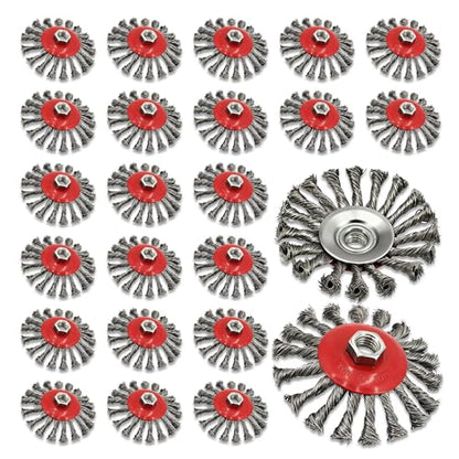 24 Pack 4-1/2 Inch Twist Knotted Wire Wheel Brush for 4 1/2 Angle Grinder with 5/8 Inch-11 Threaded Arbor Carbon Steel Wire Wheel for Heavy-Duty Conditioning Removing Rust