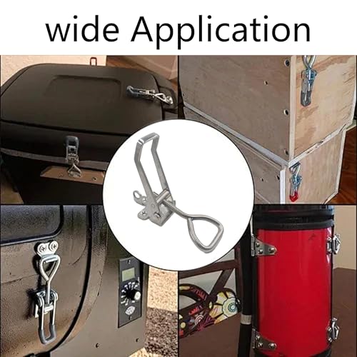 2Pcs Adjustable Toggle Latch Clamp with Lock Hole, Heavy Duty Stainless Steel Pull Hasp Latch Lock for Smoker Cabinet Tool Box Case Trunk Door, Adjustable Range:126-148mm - size: Adjustable Range:126-148mm