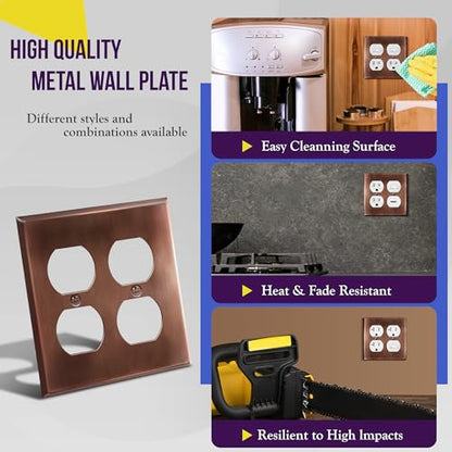 ENERLITES Double Duplex Receptacle Metal Wall Plate, 2-Gang Antique Copper - color: Antique Copper, size: Standard Size