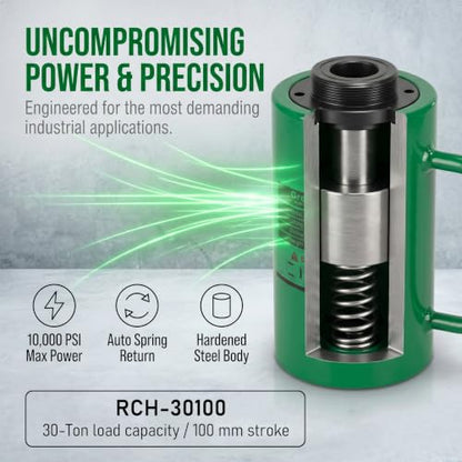 30T Hollow Hydraulic Cylinder Jack 4"(100mm) Stroke Hydraulic Ram - size: RCH-30100