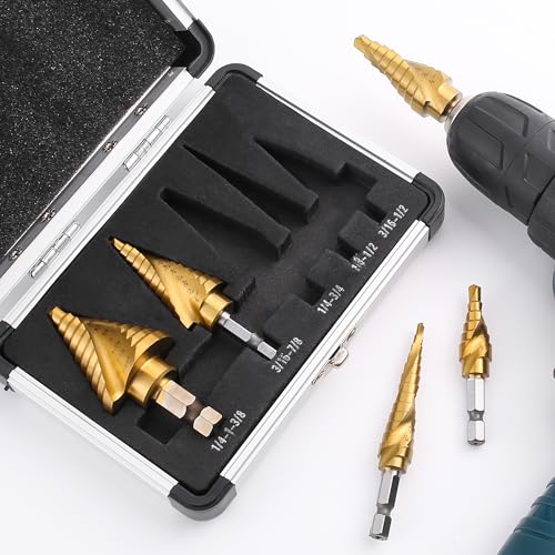 Spiral Flute 1/4" to 1-3/8" Step Drill Bit for Metal Unibit - size: Spiral 1/4" to 1-3/8"