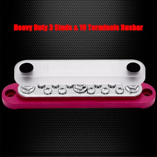 Ampper 3 x M6 Post Power Distribution Block BusBar 10 M4 Screws, 5.9" Red - color: Red, size: 3M6+10M4