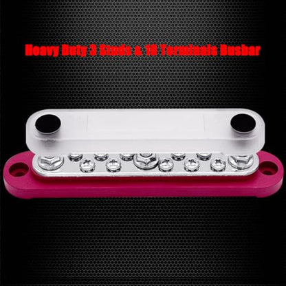 Ampper 3 x M6 Post Power Distribution Block BusBar 10 M4 Screws, 5.9" Red - color: Red, size: 3M6+10M4