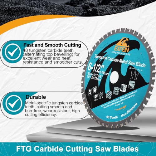12 Inch 60T Metal Circular Saw Blade - EXFEIN Tungsten Carbide Tipped Saw Blade Arbor 1-3/16" for Metal Sheet or Pipe, Angle Iron, Rebar, Ferrous Metals, Non-Ferrous Metals - size: 12"
