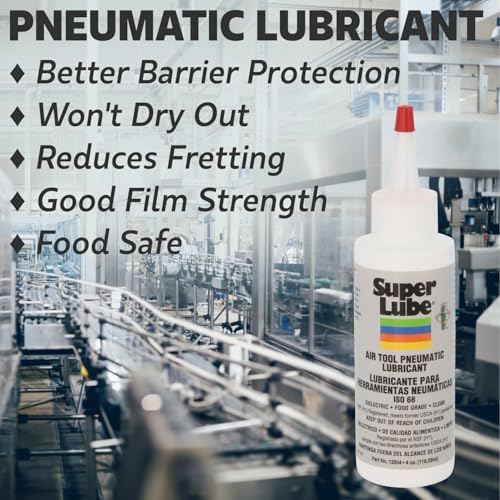 Super Lube Air Tool Pneumatic Lubricant - Long-Lasting Lubrication for Tool Repair - Moisture Resistant - NSF Food Grade - Eliminates Rust & Corrosion - Translucent - Bottle - 1 pt (12016) - size: 1pt Bottle