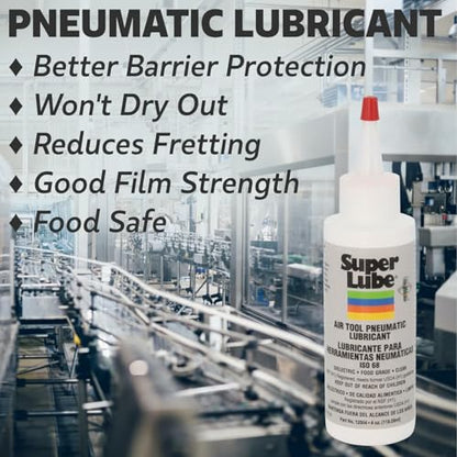 Super Lube Air Tool Pneumatic Lubricant - Long-Lasting Lubrication for Tool Repair - Moisture Resistant - NSF Food Grade - Eliminates Rust & Corrosion - Translucent - Bottle - 1 pt (12016) - size: 1pt Bottle