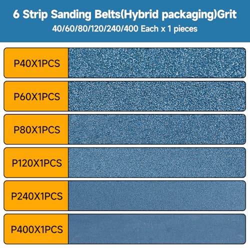 6-Piece Premium 6 x 48 Inch Zirconia Sanding Belts 40-400 Grit - color: Mix Grit, size: 6 x 48 Inch