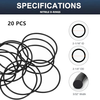 20 Pcs AS-137 O-Rings, 2-1/16" ID x 2-1/4" OD x 3/32" Width, 70A Hardness, Black Buna-N Rubber Seals for Faucets, Appliances, Automotive DIY & Home Repair Projects - size: 2-1/16" ID x 2-1/4" OD x 3/32" Width