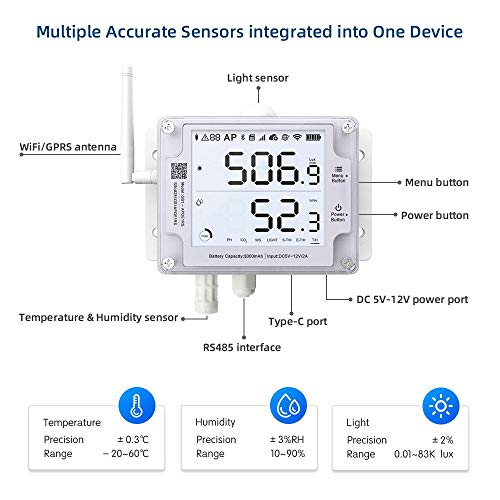 Thermometer Hygrometer, Wireless Temperature Data Logger, Remote Humidity Monitor for Refrigerated Truck Free App Email Alarm, IFTTT 2.4GHz only (GS1-AL4G1RS WiFi & SIM) - style: GS1-AL4G1RS WiFi & SIM