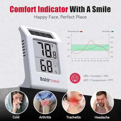 BaldrTherm Digital Thermometer Humidity Gauge Meter - color: White, 1Pack