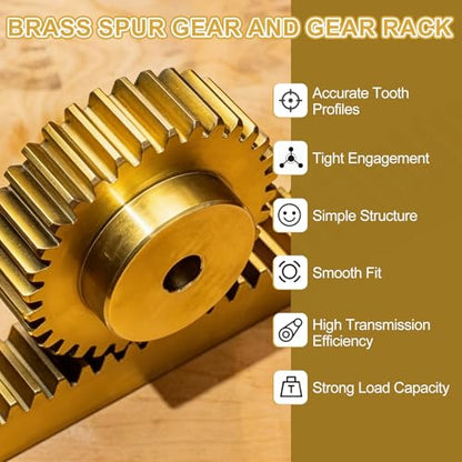 uxcell Brass Spur Gear and Gear Rack 0.5M 30T 10x5x300mm Rack Spur 5mm Bore - size: Gear Bore 5mm, (0.5M-30T)