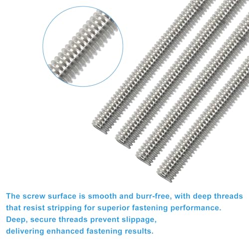 BokWin M4 x 250mm Fully Threaded Rod, 4 Pack - size: M4 x 250mm