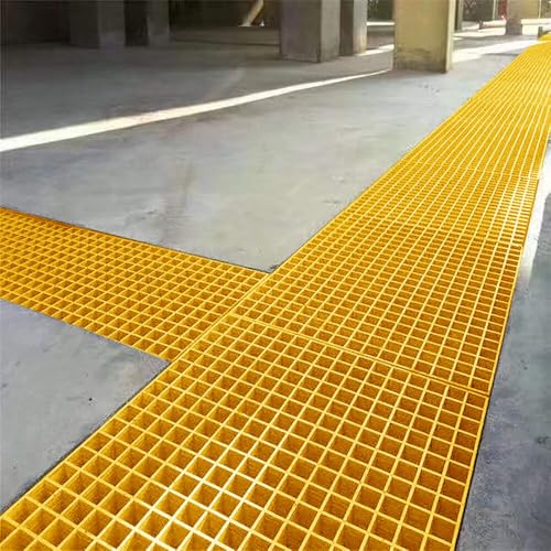 Agfabric 12x48x1in Molded Fiberglass Grating Cover Concave, Heavy Duty FRP Cover for Farm, Trench Drain, Driveway Patio Drain Channel, Wearproof, Rustless, Prevent Debris, Yellow, 1 Pack - color: Yellow, size: 1ftx4ft x 1in