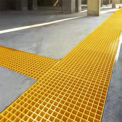 Agfabric 12x48x1in Molded Fiberglass Grating Cover Concave, Heavy Duty FRP Cover for Farm, Trench Drain, Driveway Patio Drain Channel, Wearproof, Rustless, Prevent Debris, Yellow, 1 Pack - color: Yellow, size: 1ftx4ft x 1in