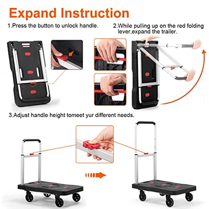 Folding Hand Truck Platform Truck 330 Lb Heavy Duty Dolly Cart