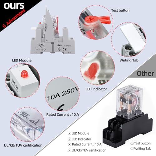 110V Electromagnetic Relay 110V-120V AC Coil 10Amp 8 Pin DPDT with Test Button, LED Light Module, UL Certification - size: AC 110V, style: 8Pin-10A-1Pcs