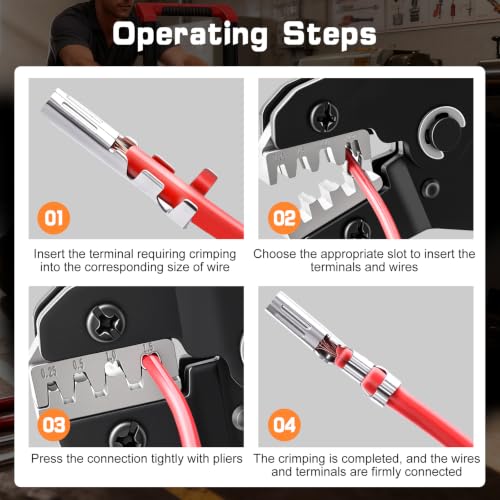 smseace 24-16 AWG Wire Crimping Tool, Ratchet Crimper Tool for Open Barrel Terminal Connectors,Electrical Terminal Crimper - color: Red