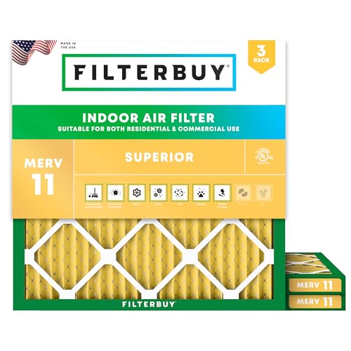 Filterbuy 8x8x1 Air Filter MERV 11 Pet & Allergy Defense (3-Pack) - size: 8x8x1
