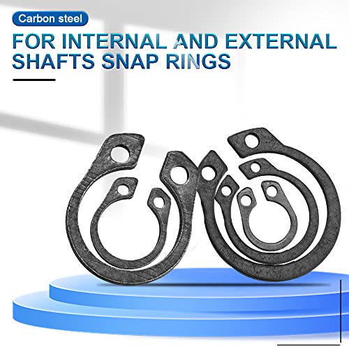 NINDEJIN Snap Ring Shop Assortment, 145PCS External Retaining Rings 15-28mm (0.59''-1.1'') Carbon Steel Snap Retaining C Clip Rings Kit for Grooved Shafts, Studs, and Other Moving Parts - size: 145PCS (15-28mm)