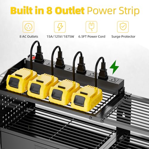 Power Tool Organizer Wall Mount with Charging Station & Drawers - size: Large