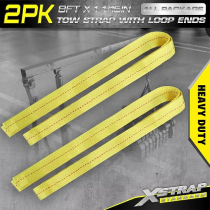 XSTRAP STANDARD 2PK 1-3/4''x 8FT Lifting Sling Web Tow Straps w/Loop End - style: 2pk 1-3/4''x 8FT