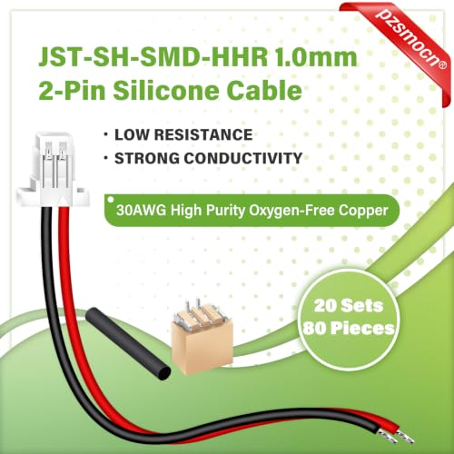 20 Sets/80 Pcs Mini Micro JST-SH-SMD-HHR 1.0mm 2-Pin Connector Kit - size: 2-Pin, style: JST-SH-HHR