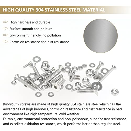 1285 Pieces M2 M2.5 M3 M4 Countersunk Head Socket Cap Screws Nuts Washers Assortment Kit, 304 Stainless Steel, Fully Machine Thread - size: M2 M2.5 M3 M4, style: Countersunk Head Socket Cap